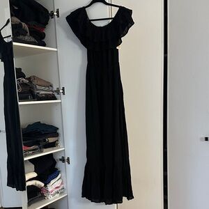 ILLA ILLA Black Ruffle Maxi Dress
